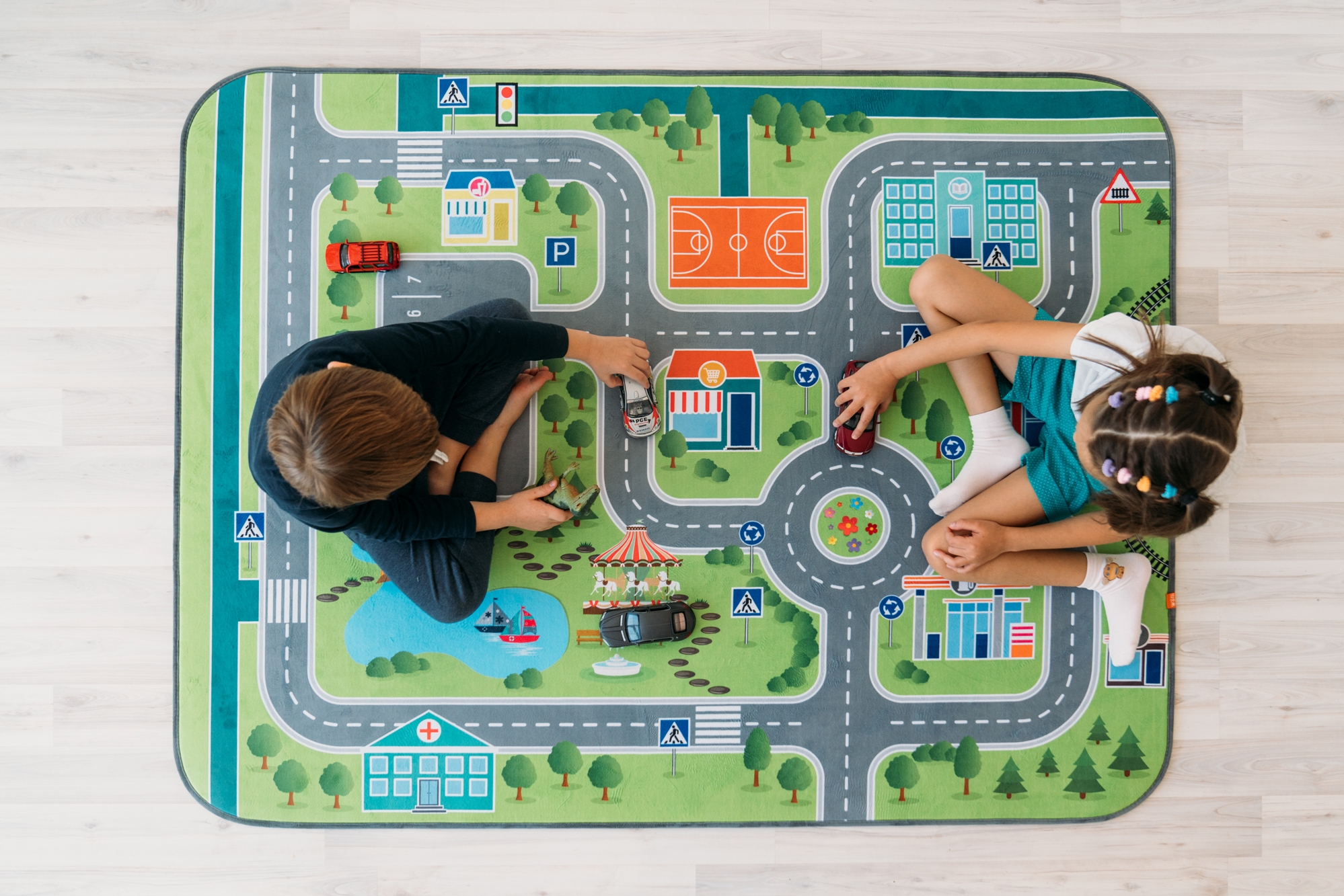 Детский игровой коврик 160х120 см "Городские дороги" БЕЛЬМАРКО  00-3838183 Зеленый Santreyd  - Вид №2