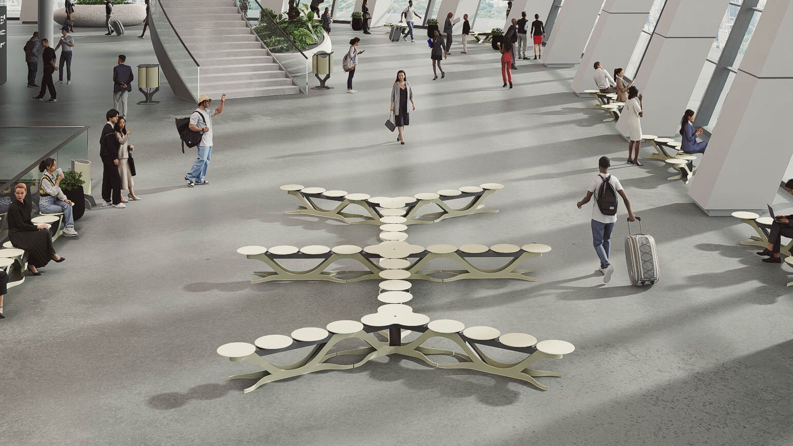 Модульная стальная скамья с порошковым покрытием на стержне CITYSì плющ ARCH-00127995 - Вид №8