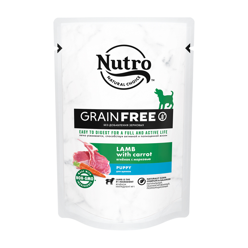 ПР0059458 Корм для щенков Ягненок с морковью пауч 85г NUTRO 