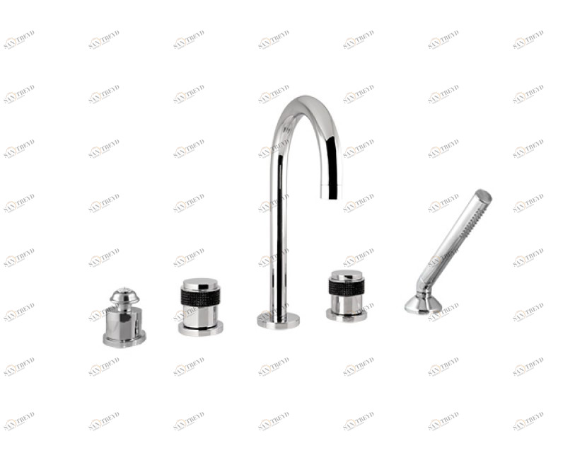 071416.HN0.50 Набор для ванны с пятью отверстиями и черным swarovski Яркий хром Mestre 