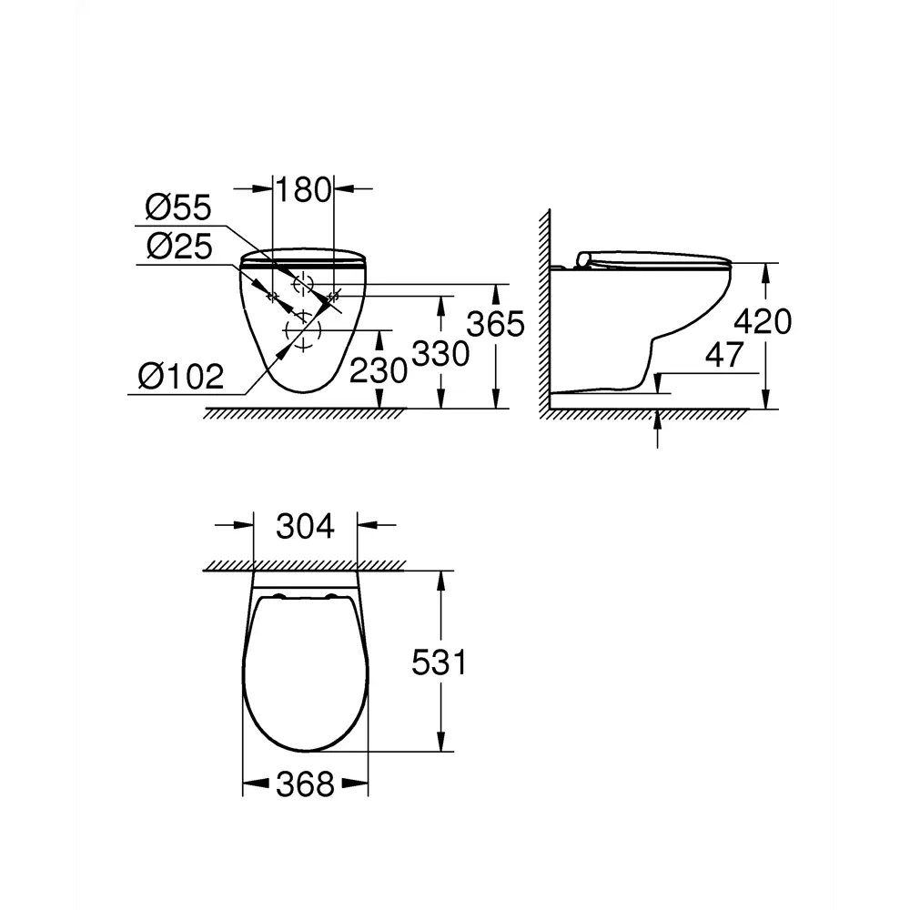 Унитаз подвесной Grohe Bau Ceramic 39351000 безободковый с микролифтом 81972284 STLM-2197433 - Вид №9