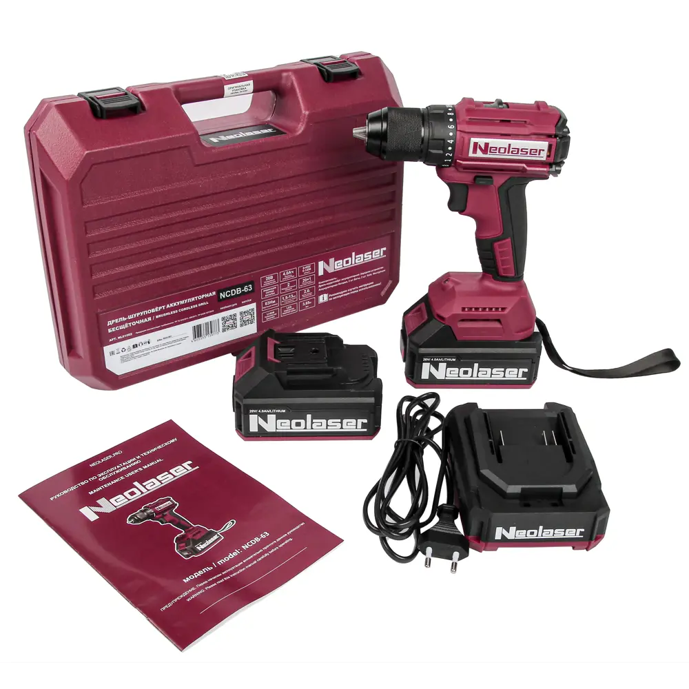 Аккумуляторная дрель-шуруповерт NEOLASER NCDB-63 с бесщеточным двигателем 89348554 STLM-0844664 - Вид №7