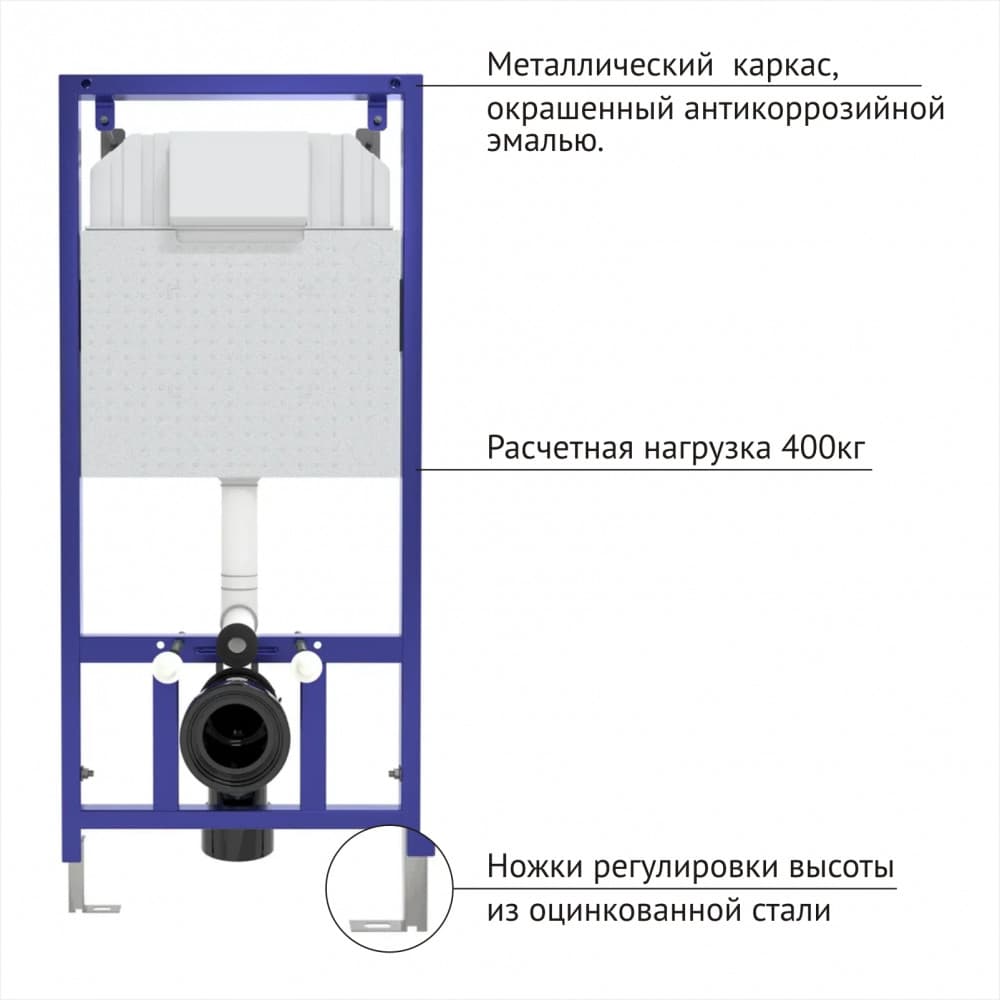 040000 Инсталляция BERGES для скрытого монтажа унитаза NOVUM без кнопки  Berges NOVUM  - Вид №1