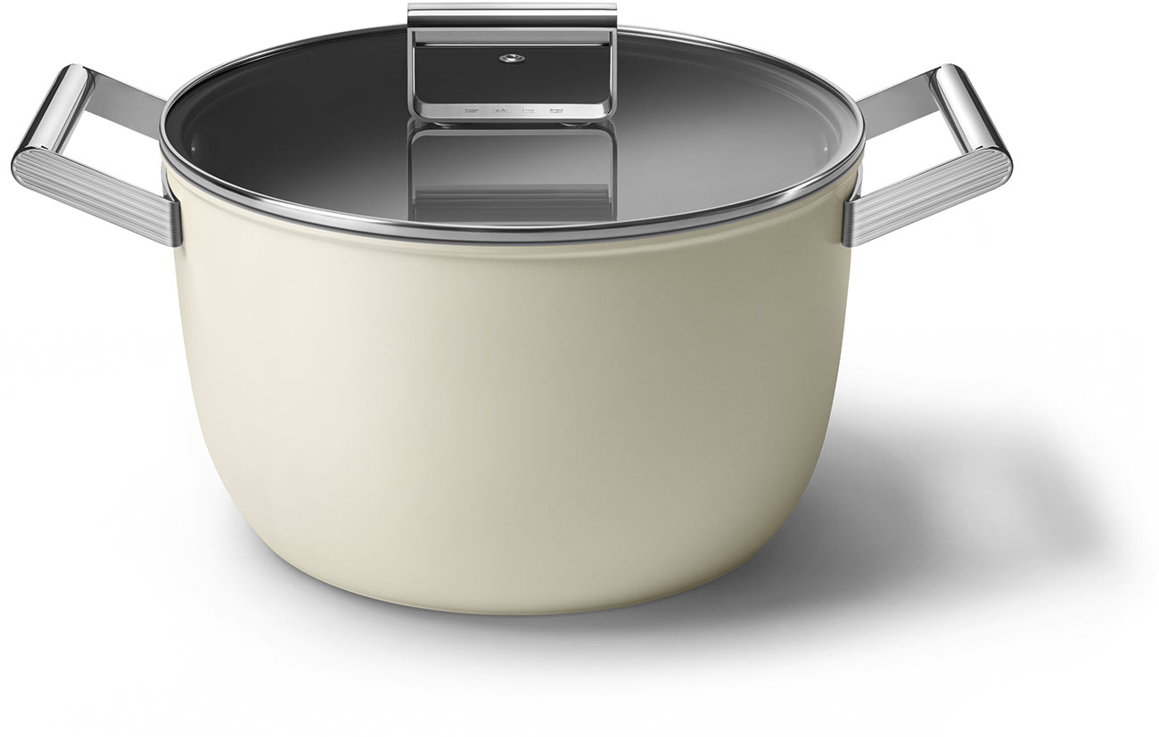 CKFC2611CRM Посуда / кастрюля с двумя ручками и крышкой 26 см, кремовая SMEG  - Вид №3