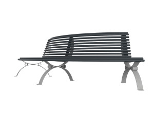 Металлическая изогнутая скамья со спинкой