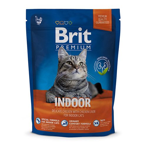 ПР0037854 Корм для кошек Premium Cat Indoor для живущих в помещении, курица и печень сух. 300г Brit 