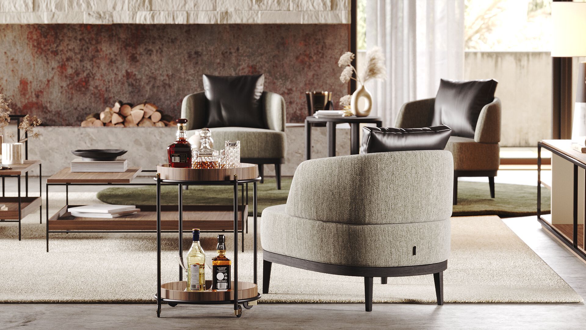 Деревянная и металлическая барная тележка Laskasas Crest ARCH-00131083 - Вид №2