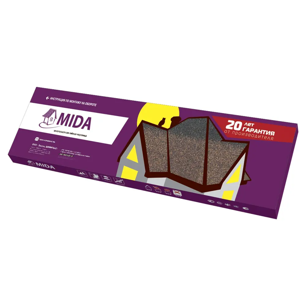 Черепица гибкая Mida Квадро серый 2 м² 82471831 STLM-2002064 ТЕХНОНИКОЛЬ - Вид №4