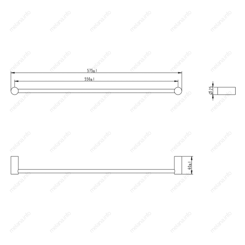 Штанга для полотенец MELANA сатин хром MLN-865001 865 серия - Вид №1