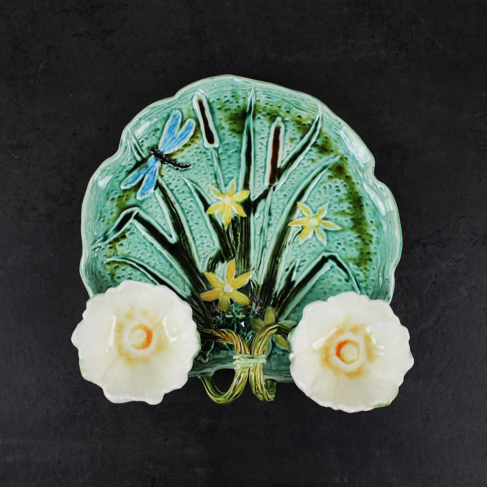 Блюдо для закусок (с двумя кувшинками) Бирюза/Зеленый PROVANSFAIENCE sun-id-994698 - Вид №8