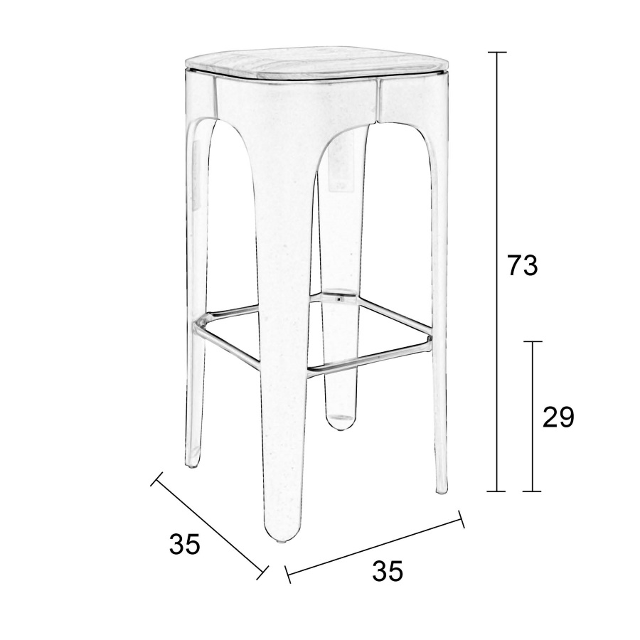 Стул барный Up-High темно-серый White Label Living 1500241 - Вид №5