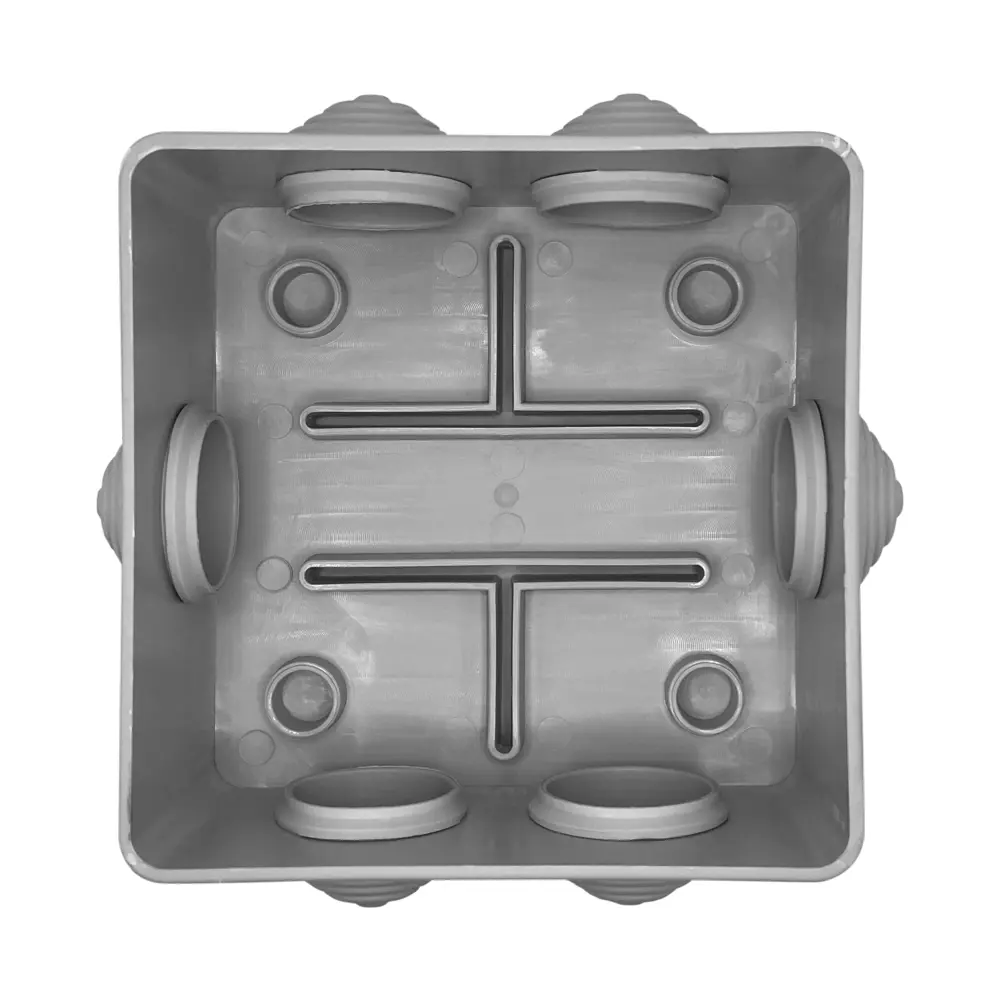Распределительная коробка открытая LEXMAN 85x85x40 мм 6 вводов IP55 цвет серый STLM-2097455 - Вид №1