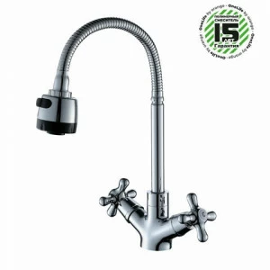 Orange OneLife P03-004cr Полимерный двухвентильный смеситель для кухни, цвет: хром Хром