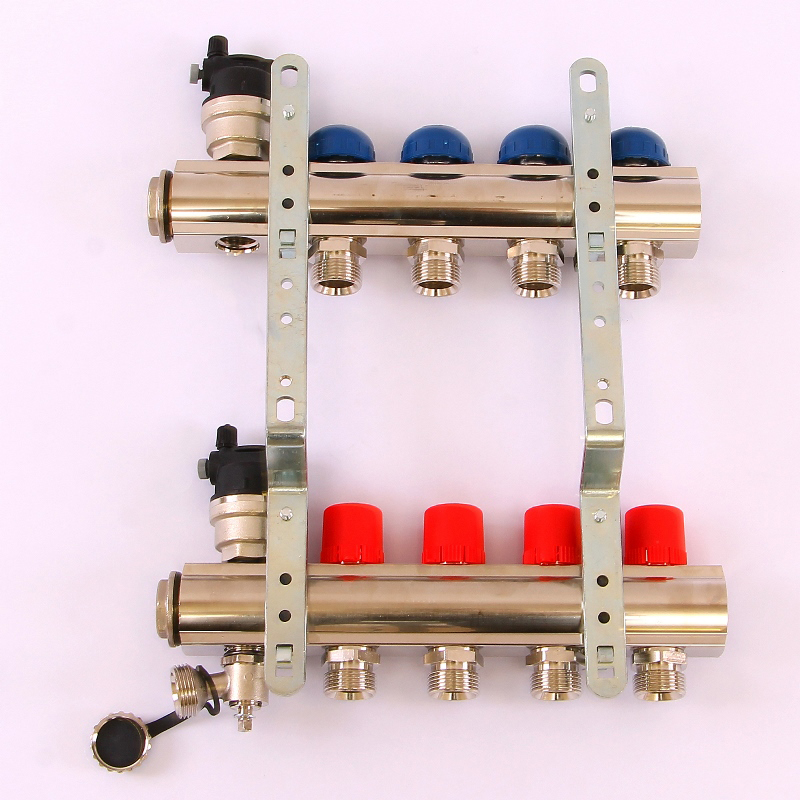 Коллекторная группа TOPWAY с регулировочными и термостатическими вентилями с резьбой под евроконус EMMETI 1"x3/4"ЕК 4 выхода 01298714 - Вид №3