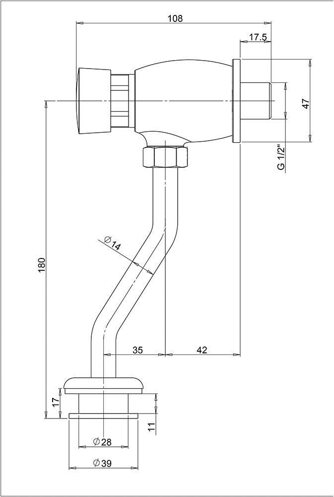 52CR815LMKM Ursula сливной клапан для писсуара, хром Paini  - Вид №1