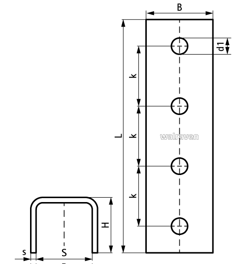 66587121 BIS Strut Stainless Steel U-Connector for linear connections of Strut Rails walraven  - Вид №1