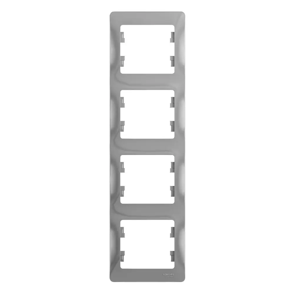 Рамка SYSTEME ELECTRIC Glossa для розеток и выключателей, 4 поста, алюминий 89365975 STLM-1413590