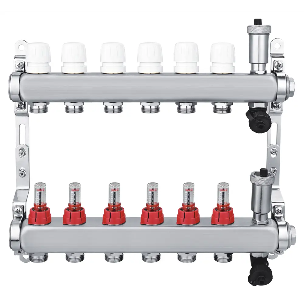 Коллекторная группа СПЕЦ с расходомерами для теплого пола 6 выходов 89351130 STLM-1568666