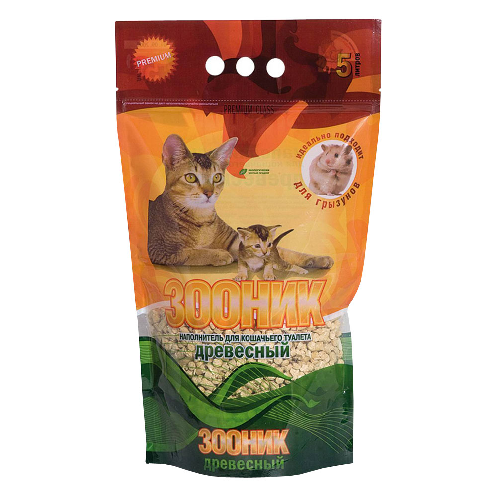 Т00013330 Наполнитель для кошачьего туалета древесный 5л ЗООНИК 