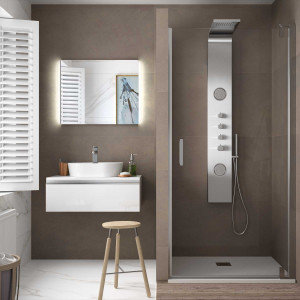 26740 SALGAR Душевая перегородка МАЛЬМО фронтальная с распашной дверцей Прозрачная 870-890 x 1950 мм