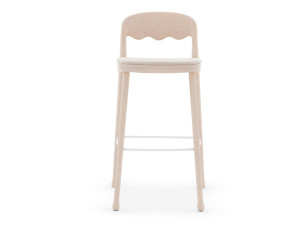 Высокий стул из ясеня со спинкой с мягким сиденьем