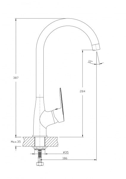 Смеситель для кухни Rush Edge ED7735-22 высокий хром 11523119 - Вид №1