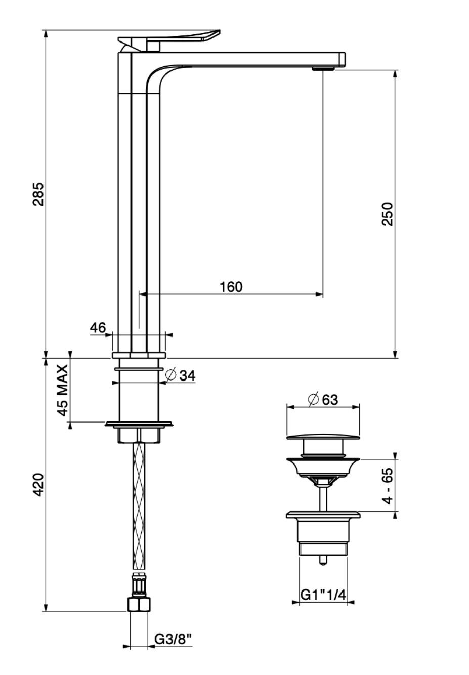 Смеситель для раковины с высоким верхом GATTONI Puff ARCH-00103223 - Вид №2