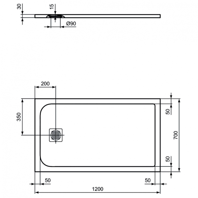 K8221FS Душевой поддон 120х70 см Ideal Standard ULTRAFLAT S  - Вид №2