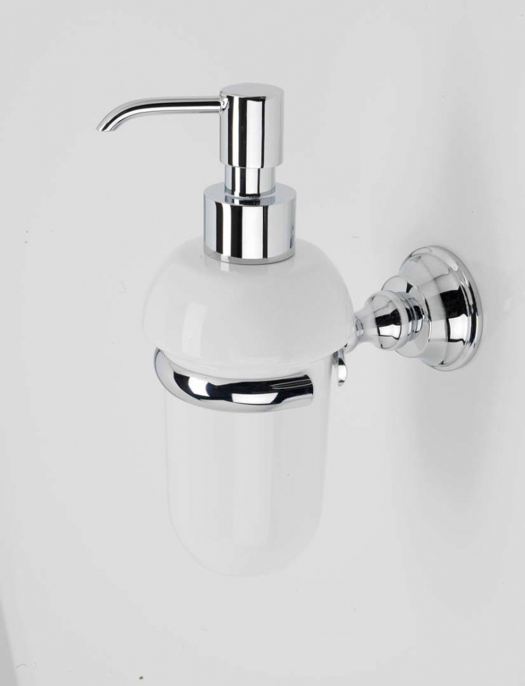 SM30(02-BI) Stil Haus Smart, настенный керамический дозатор, цвет хром - золото - белая керамика 