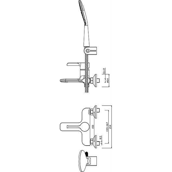 40-05P ELAT  Смеситель для ванны белый ARGO kran 4005pelat - Вид №1
