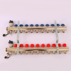 Коллекторная группа TOPWAY с регулировочными и термостатическими вентилями с резьбой под евроконус EMMETI 1"x3/4"ЕК 10 выходов