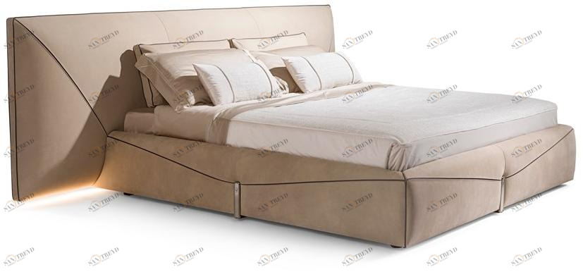 Visionnaire Двуспальная кровать из нубука с мягким изголовьем sun-id-1497504