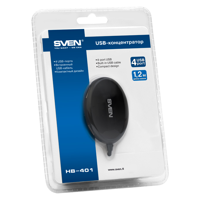 SV-012830 Usb-концентратор hb-401, black Sven Santreyd  - Вид №2