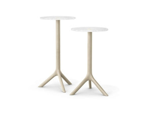 Круглый журнальный столик с дубовым основанием и столешницей из Altuglas®