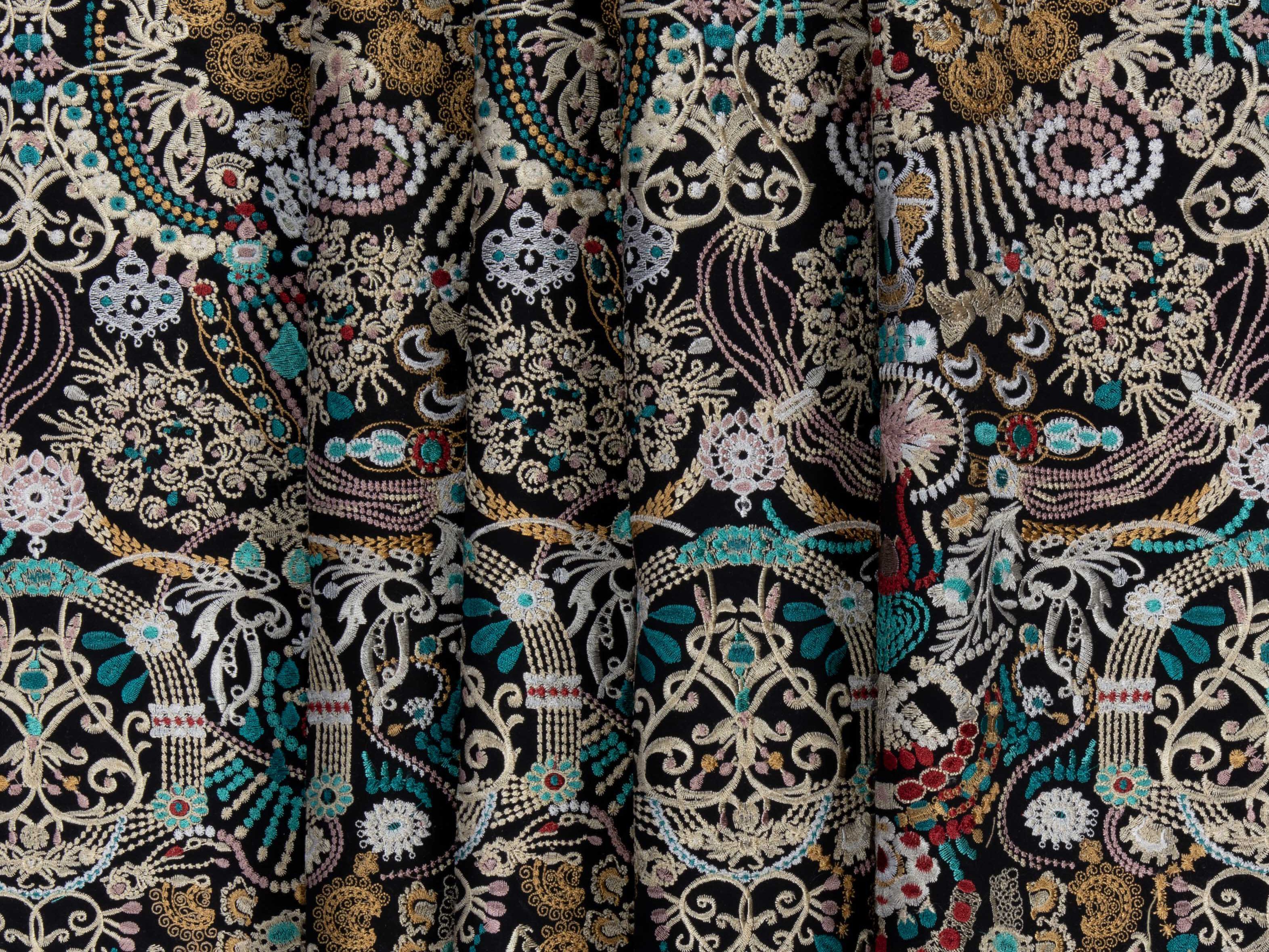 Многоцветная хлопковая вышитая ткань LELIEVRE Jean Paul Gaultier - La Croisière s'amuse ARCH-00078632