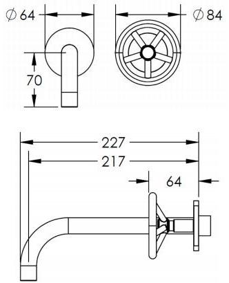 The Watermark Collection Настенный смеситель для мойки на 2 отверстия Brooklyn Bro05 Santreyd - Вид №2
