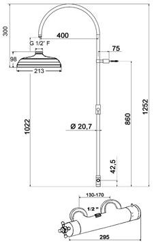 rvb Настенная душевая стойка из латуни с ручным душем 1920-1921 4520.--.74 - Вид №1