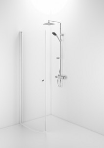 58900180 Гнутая дверь IFO Space SBVK, белые лакированные профили, прозрачное стекло с ручкой, SBVK 900