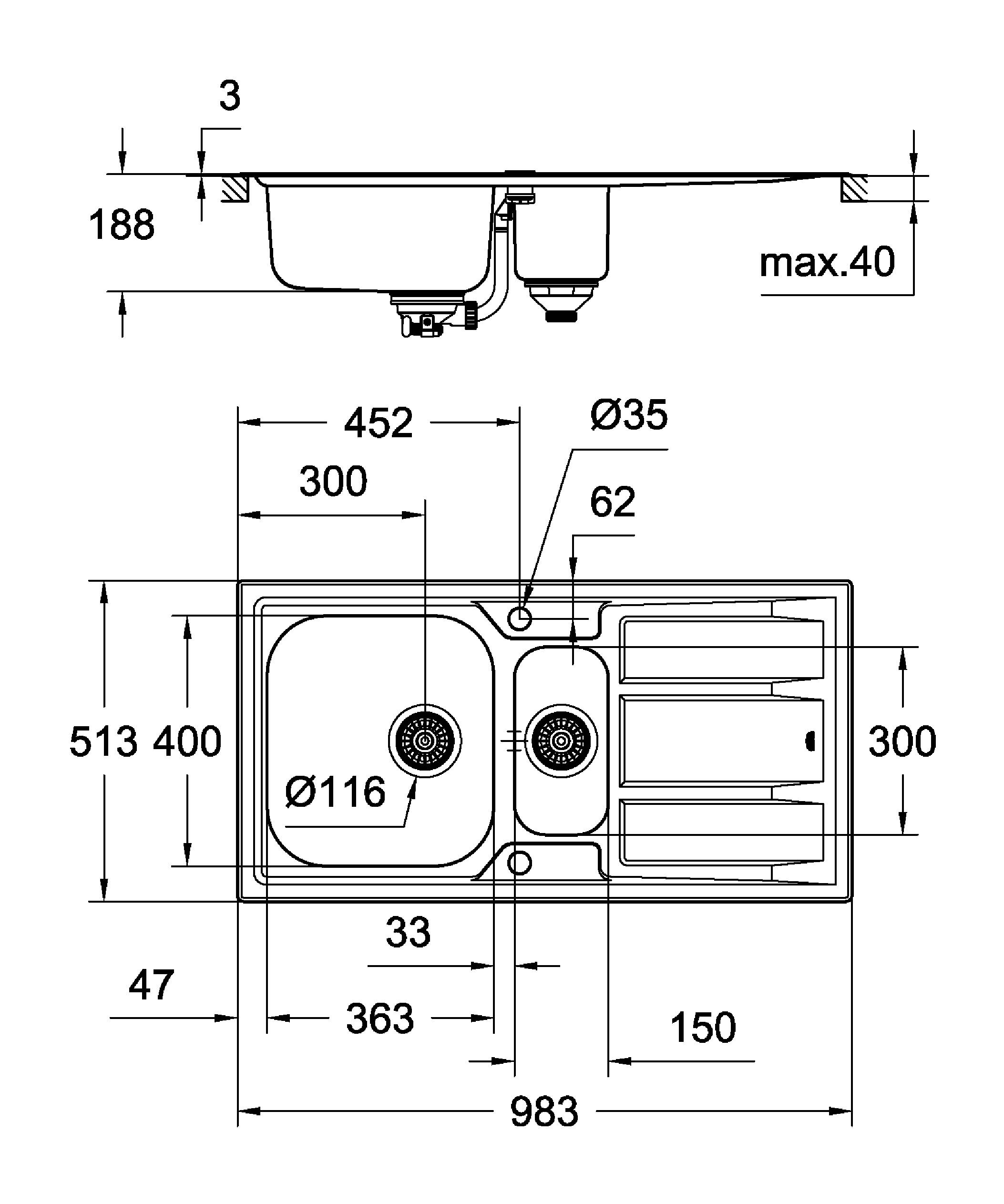 31569SD0 Мойка кухонная овальная Grohe K400 - Вид №1