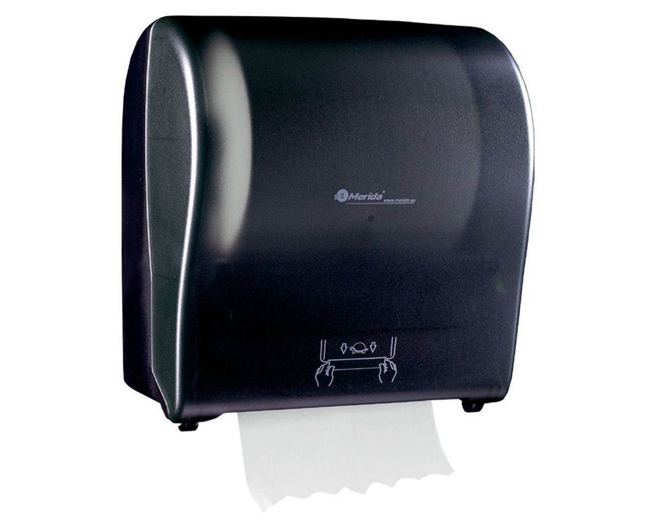 CJC302 Механический диспенсер для бумажных полотенец SOLID CUT AUTOMATIC MAXI, пластик ABS, лицевая сторона прозрачная темная - матовая, задняя часть полностью темная - матовая Merida  - Вид №1