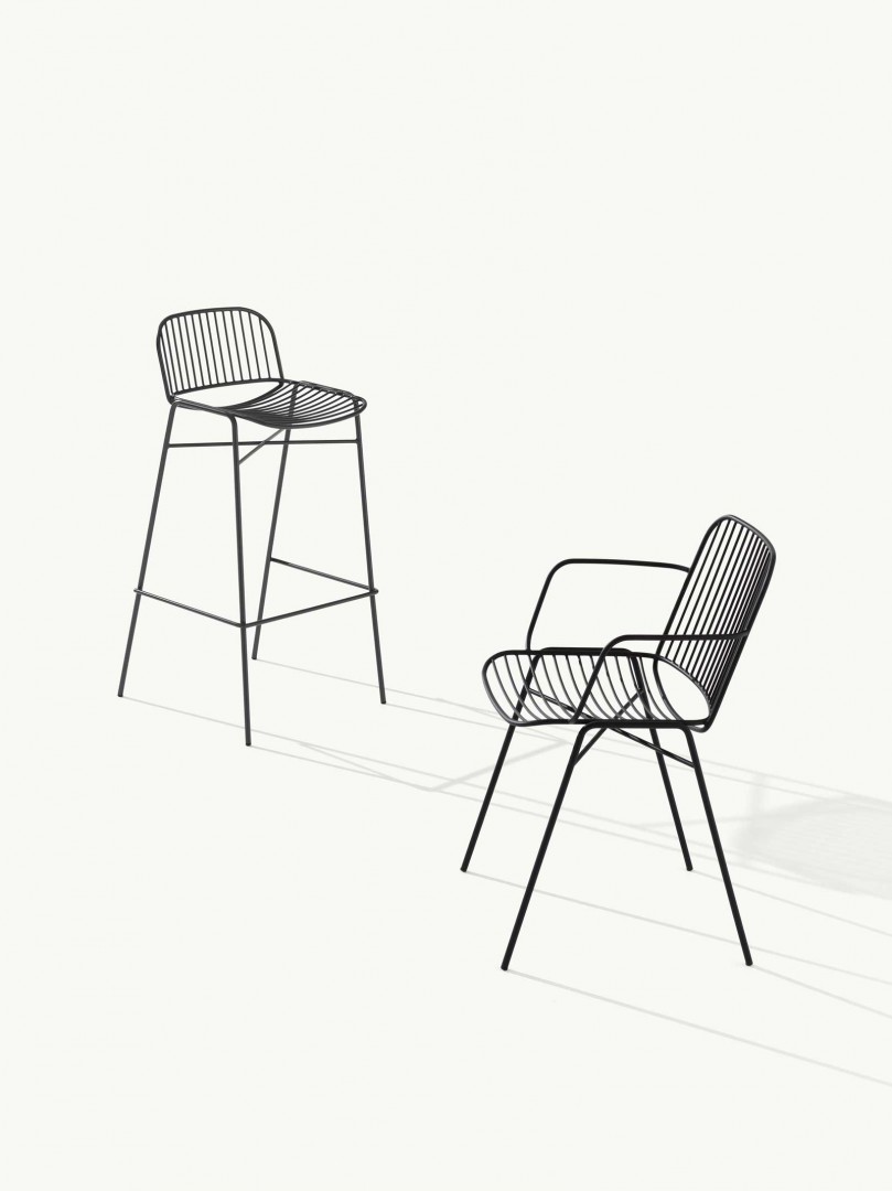 Shade 624 Барный стул со стальной рамой на 4 ножках. Сиденье и спинка в стальном каркасе. Et al. Shade - Вид №4