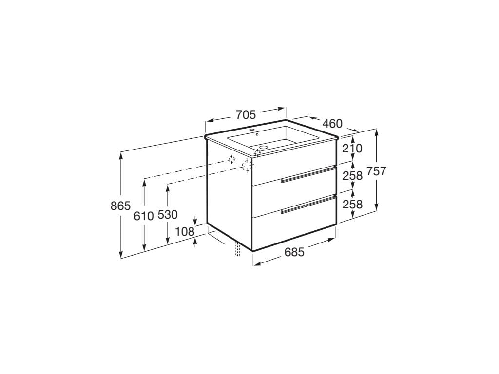 Деревянный шкаф для раковины с выдвижными ящиками Roca Victoria-N ARCH-00072869 - Вид №43