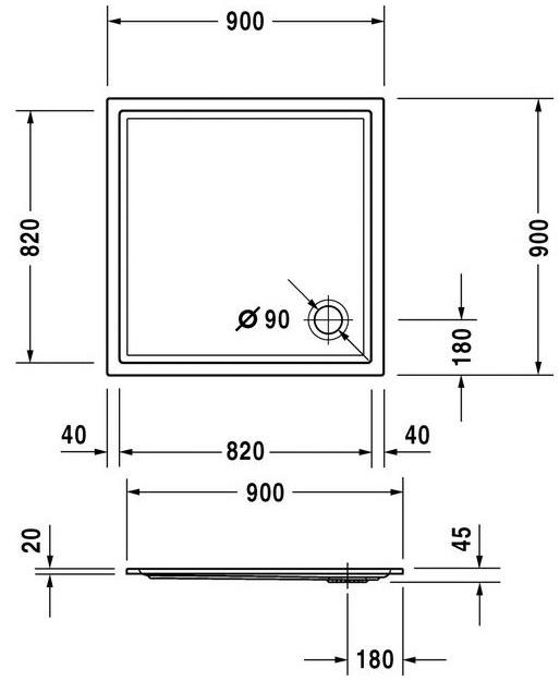 Duravit Поддон квадратный из акрила Starck 720115 - Вид №2