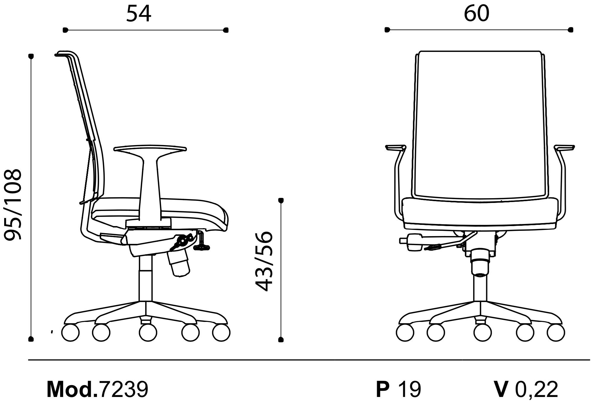 Поворотный операционный офисный стул с подлокотниками Ares Line Zero7 ARCH-00120242 - Вид №3