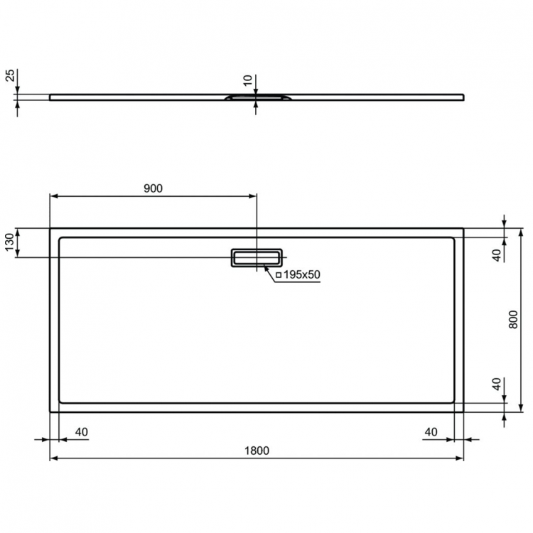 T447301 Душевой поддон 1800x800x25 мм Ideal Standard ULTRAFLAT NEW  - Вид №4