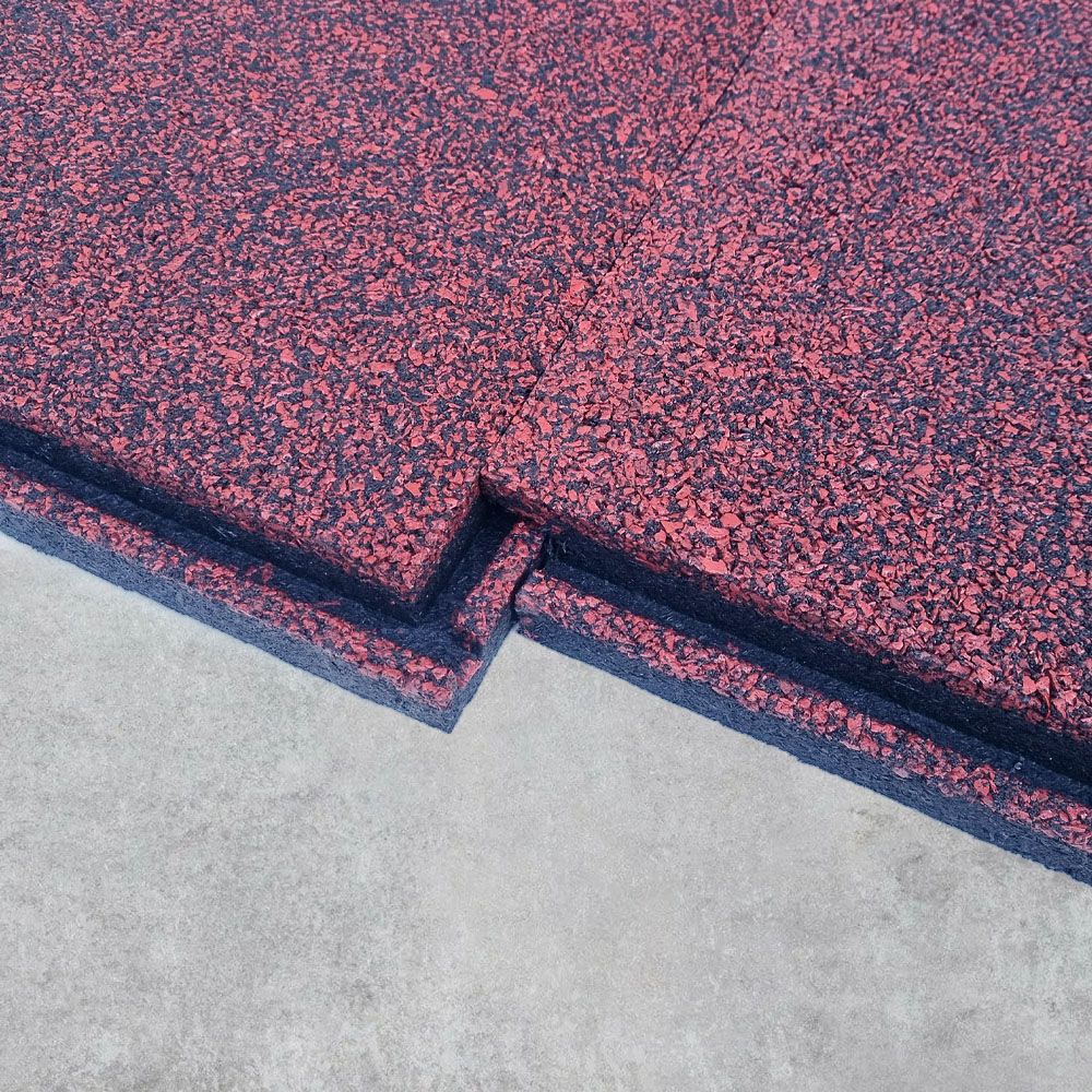 Плитка с соединением "Язык-паз" черно-красная. Резиновое покрытие ЭКОПРОФИТ ПЧКР001 - Вид №2