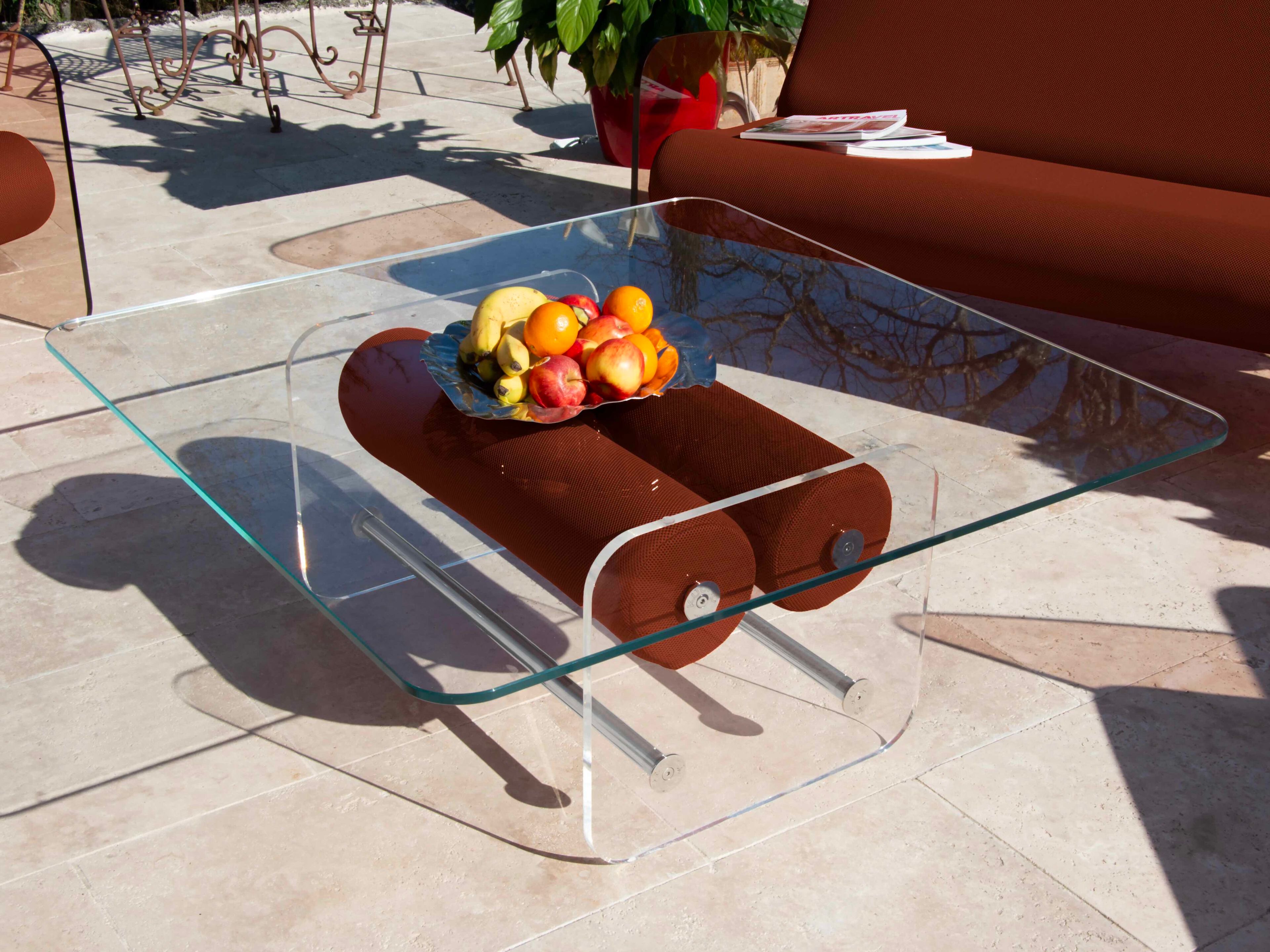 Квадратный стол из ПММА и стекла KUUMO COFFEE TABLE XL MW BROWN ARCH-00085355