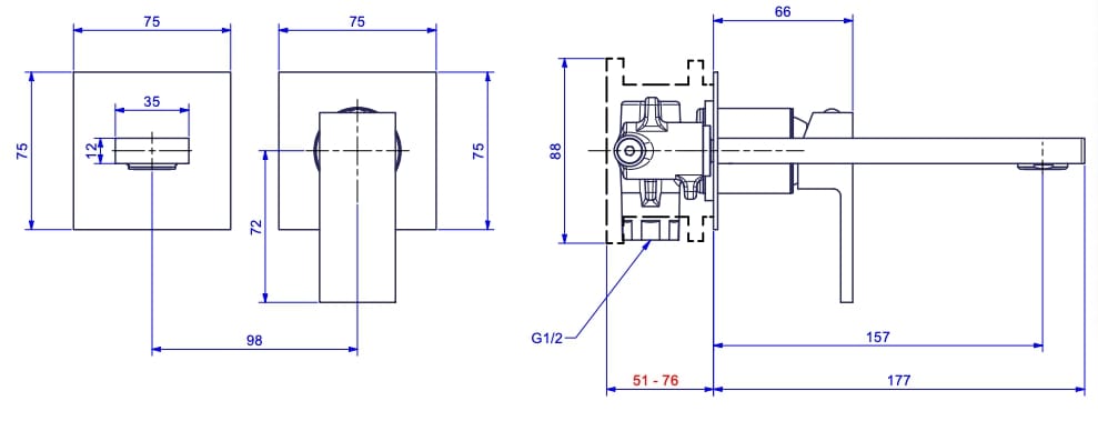 Настенный однорычажный смеситель для раковины Bugnatese Tetris ARCH-00055977 - Вид №2