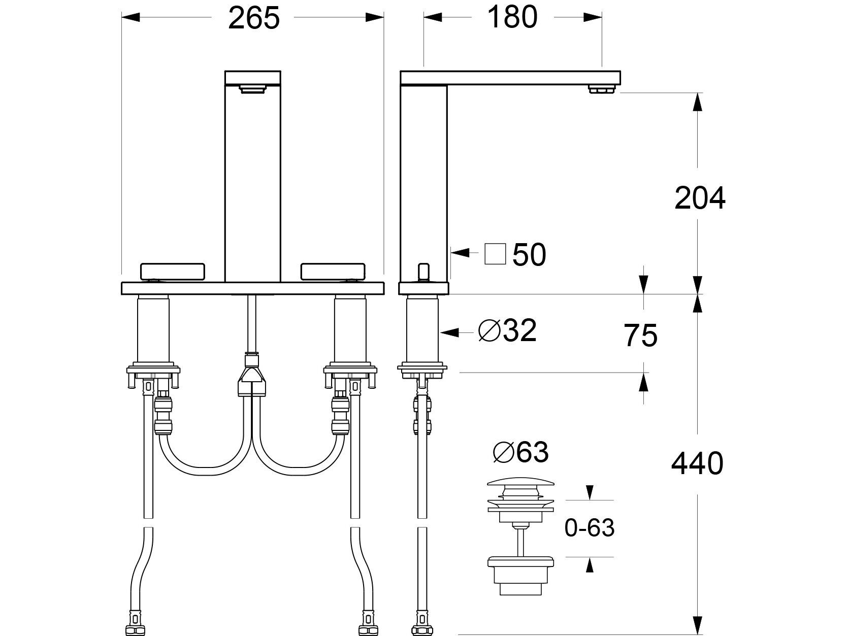Смеситель для раковины с 3 отверстиями GUGLIELMI RUBINETTERIE GZero ARCH-00128364 - Вид №6