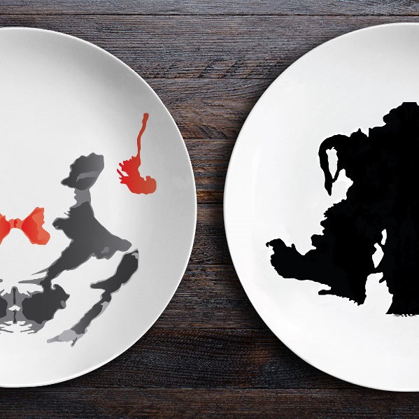 O105 Набор тарелок «ужин с роршахом», близнецы/байкер BadLab 